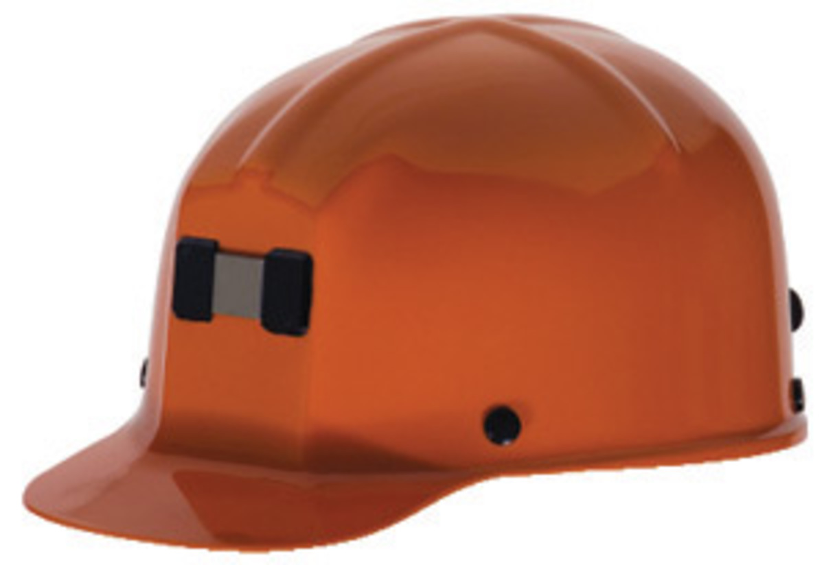MSA Orange Polycarbonate Cap Style Hard Hat With Pinlock/4 Point Pinlock Suspension