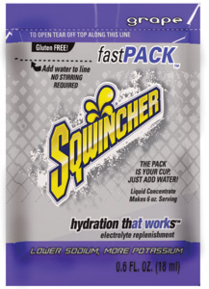 Sqwincher® .6 Ounce Grape Flavor Fast Pack® Liquid Concentrate Pouch Electrolyte Drink
