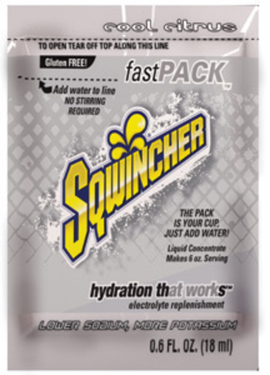 Sqwincher® .6 Ounce Cool Citrus Flavor Fast Pack® Liquid Concentrate Pouch Electrolyte Drink