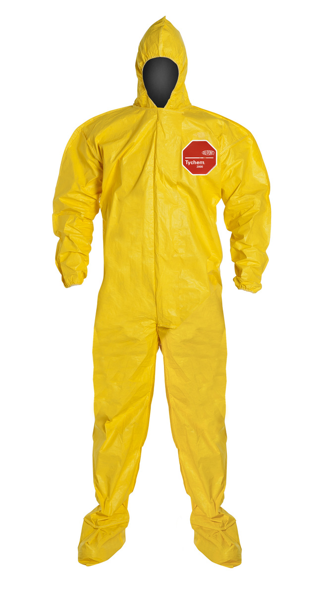 DuPont™ Large Yellow Tychem® 2000 10 mil Polyethylene Coated Tyvek® Bib Pants/Overalls (Availability restrictions apply.)