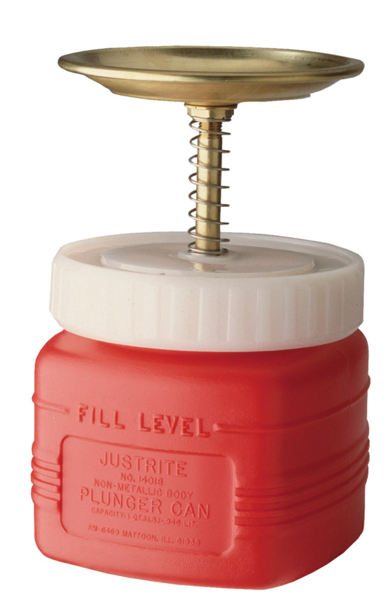 Justrite™ 1 Quart Red HDPE Non-Metallic Safety Plunger Can With 5