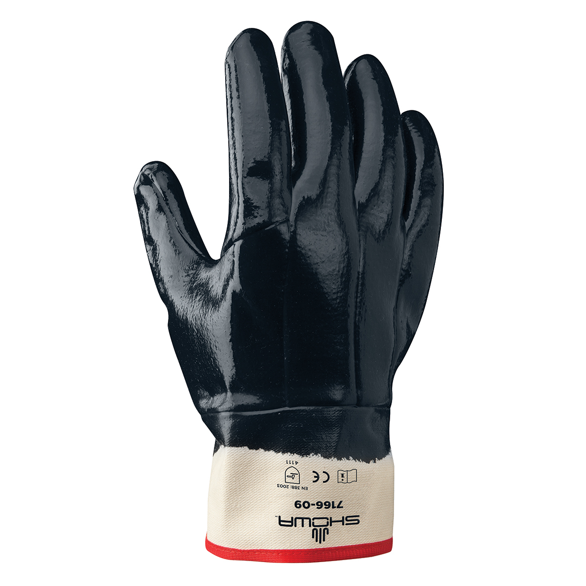 SHOWA® Size 10 Heavy Duty Nitrile Full Hand Coated Work Gloves With Cotton Liner And Safety Cuff