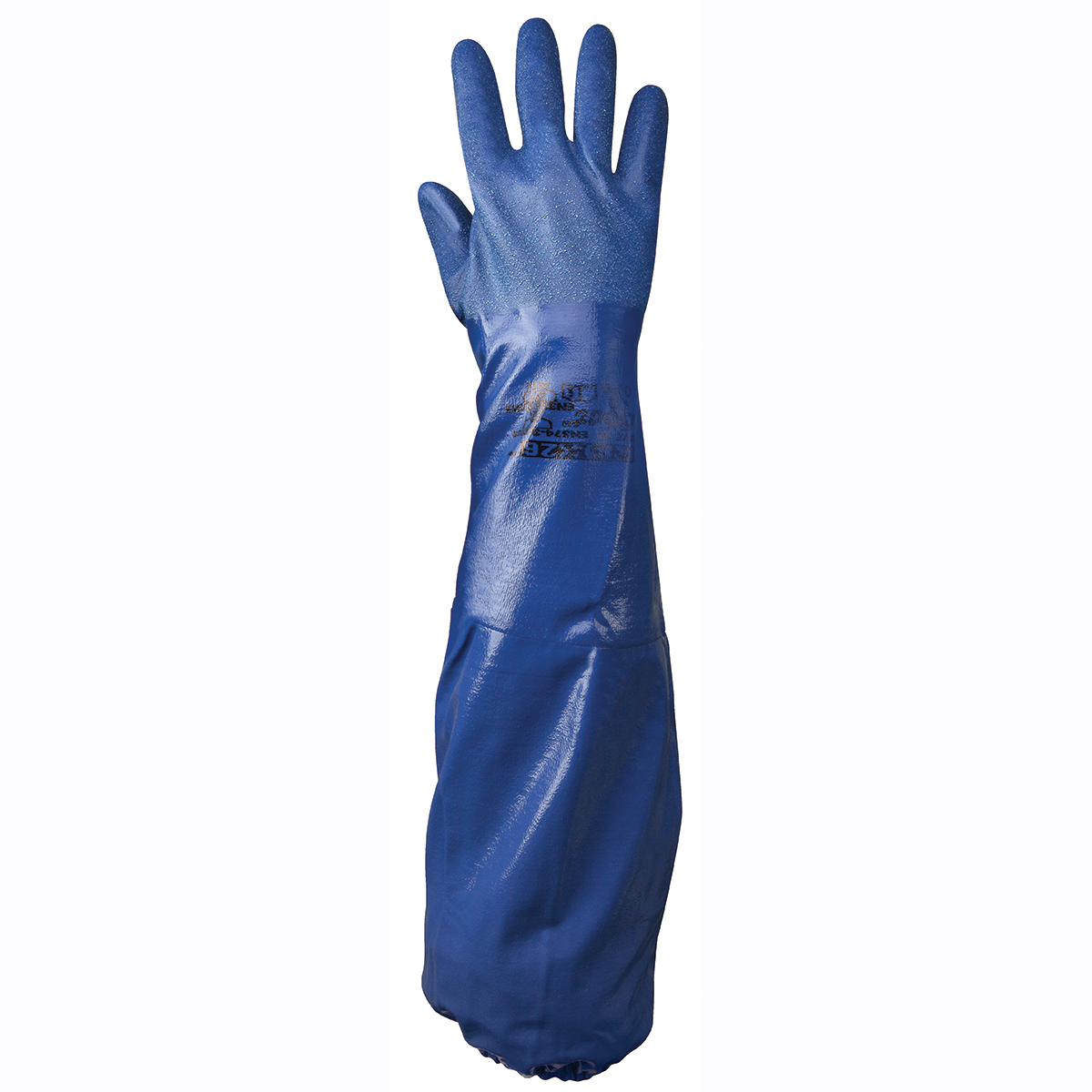 SHOWA® Size 11 Blue Cotton Lined Nitrile Chemical Resistant Gloves