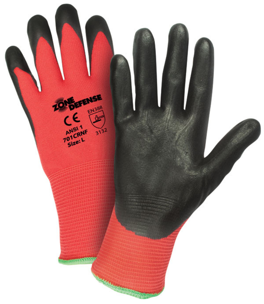 PIP® X-Large Zone Defense® 15 Gauge Black Nitrile Palm And Finger Coated Work Gloves With Nylon Liner And Knit Wrist