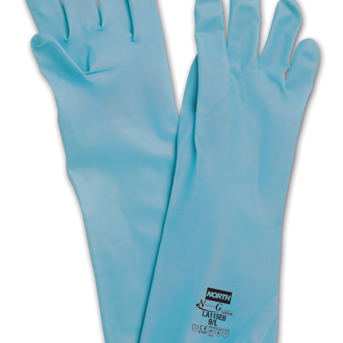 Honeywell Size 11 Blue North® Flock Lined 15 mil Unsupported Nitrile Chemical Resistant Gloves