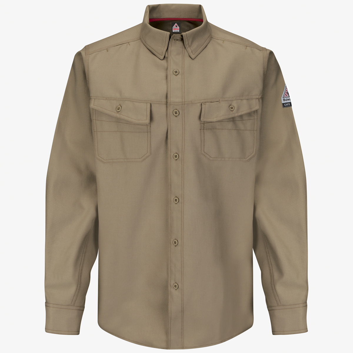 Bulwark® 6X Tall Khaki Westex G2™ fabrics by Milliken® Ripstop Twill/Cotton/Polyester Flame Resistant Work Shirt With Button Fro