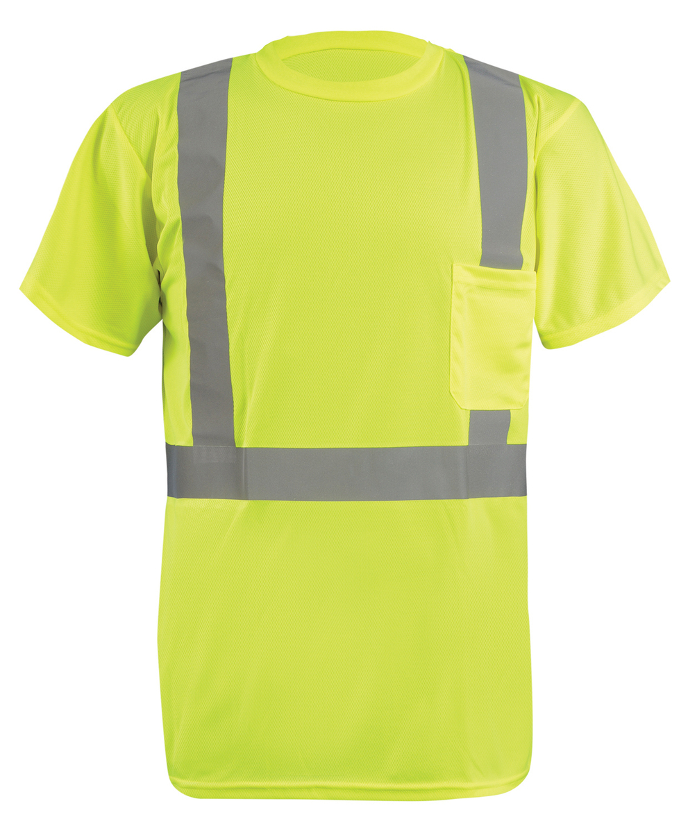 RADNOR® 3X Hi-Viz Yellow Wicking Birdseye Polyester Lightweight T-Shirt With 2