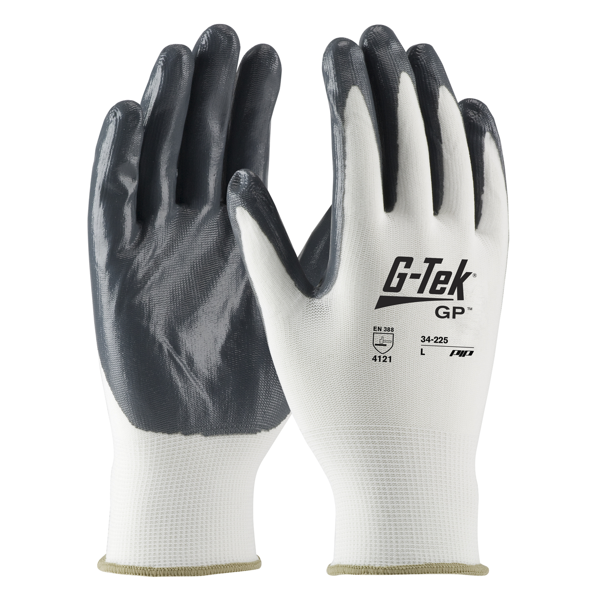 PIP® X-Large G-Tek® 13 Gauge Gray Nitrile Palm And Finger Coated Work Gloves With Nylon Liner And Continuous Knit Wrist