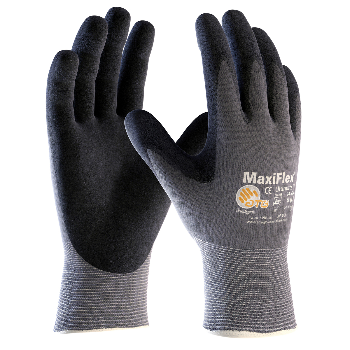 PIP® X-Large MaxiFlex® Ultimate by ATG® Black Nitrile Palm And Finger Coated Work Gloves With Nylon And Lycra® Liner And Continu