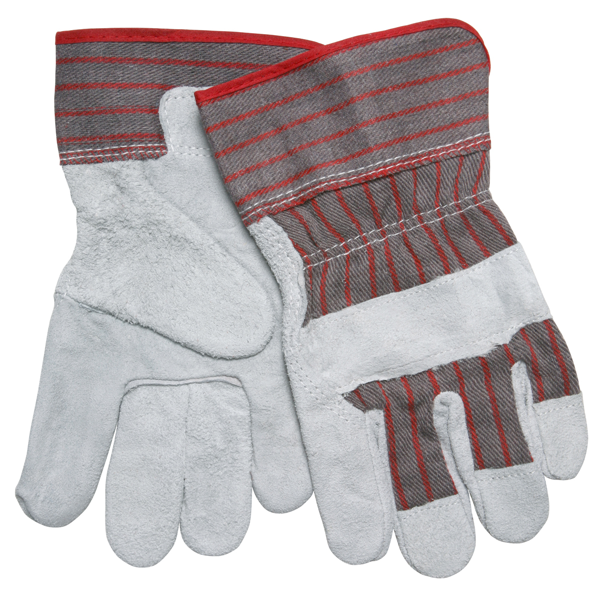MCR Safety Small Red Economy Split Cowhide Palm Gloves With Fabric Back And Starched Safety Cuff