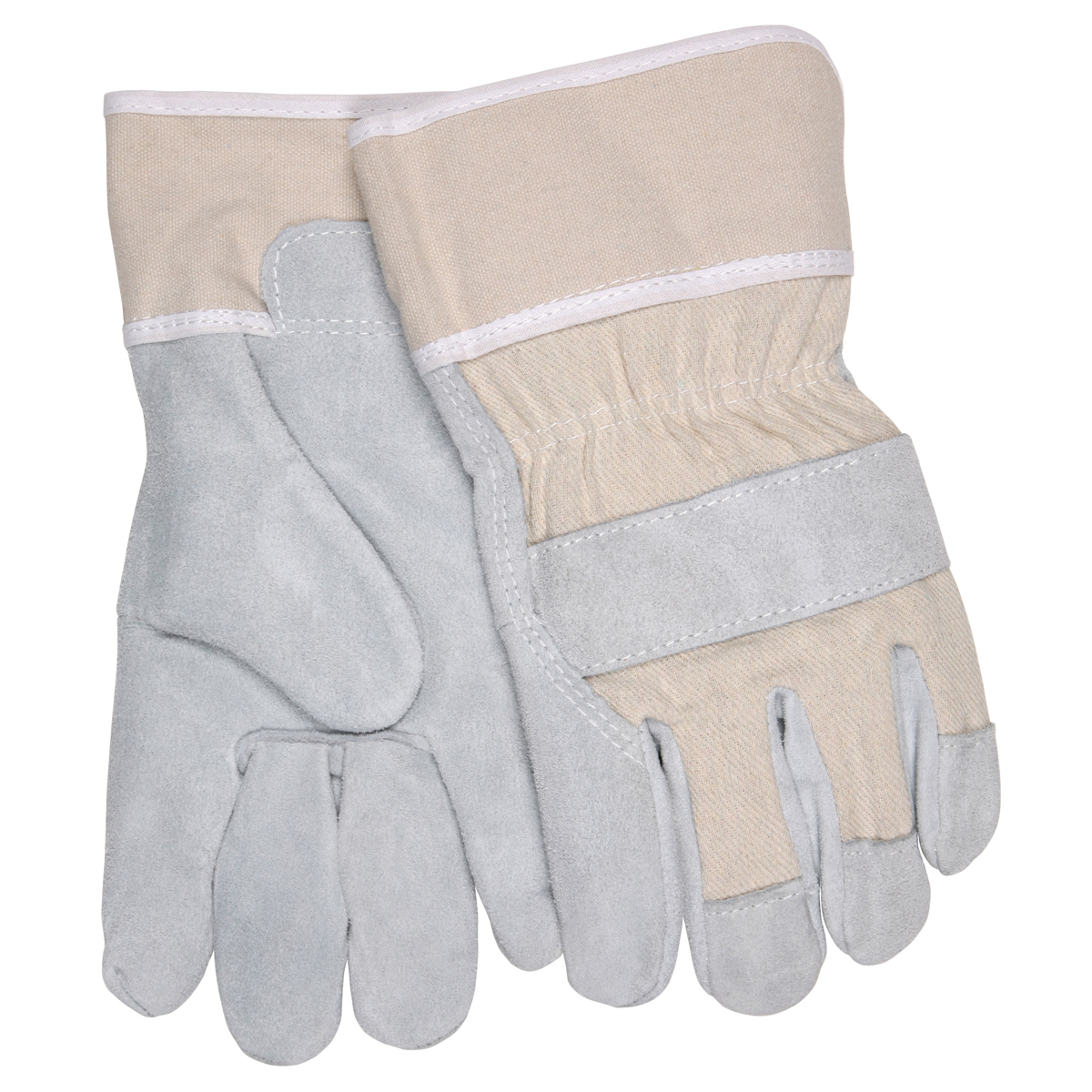 MCR Safety Large Natural And White Select Shoulder Split Leather Palm Gloves With Canvas Back And Safety Cuff
