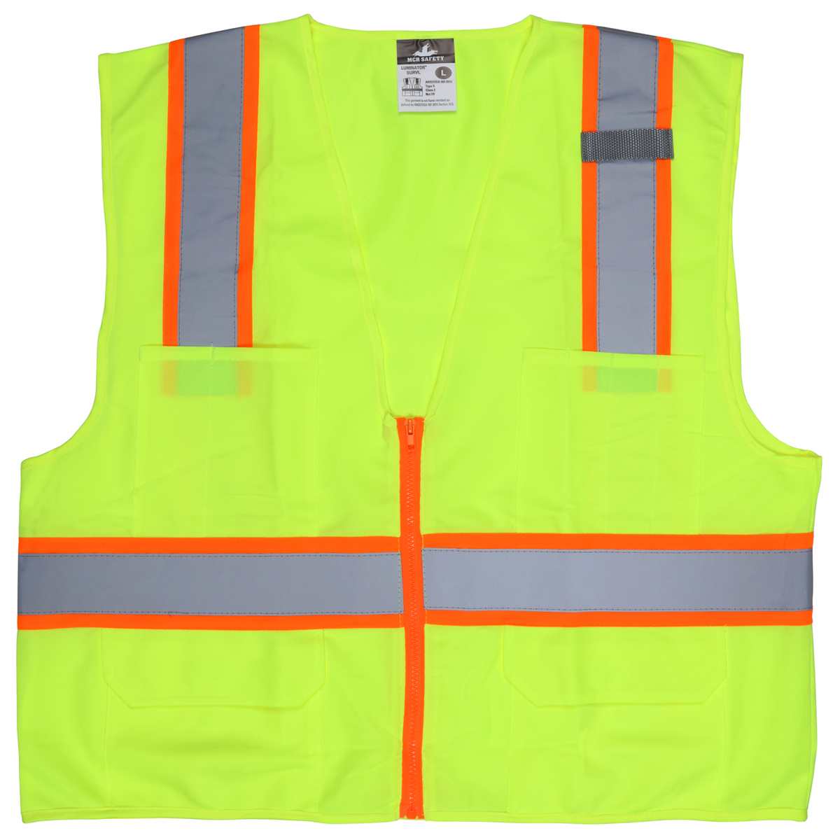 MCR Safety® 4X Hi-Viz Lime MCR Safety® Polyester Surveyors Vest