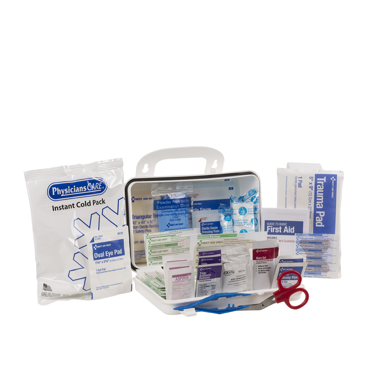 First Aid Only® White Plastic Portable/Wall Mount 10 Person First Aid Kit