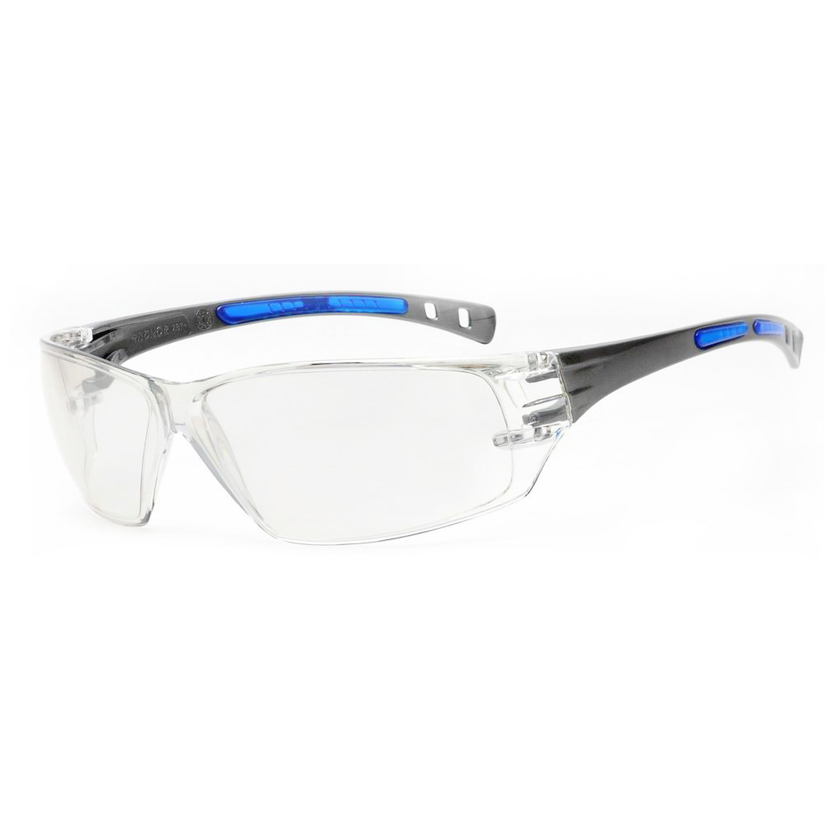 RADNOR® Cobalt Classic Clear Frameless Safety Glasses With Clear Polycarbonate Anti-Scratch Lens And Flexible Cushioned Temples