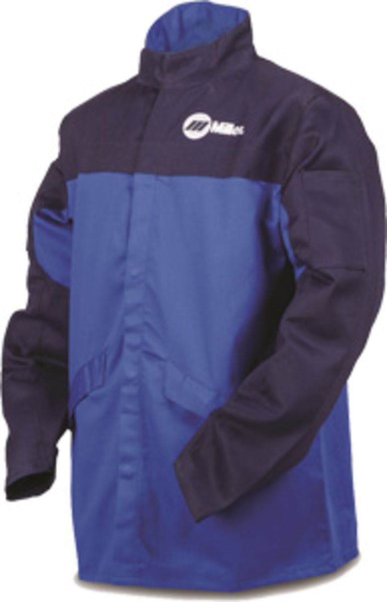 Miller® Large Blue 9 Ounce Indura® Cotton Flame Resistant Jacket With Snap Closure