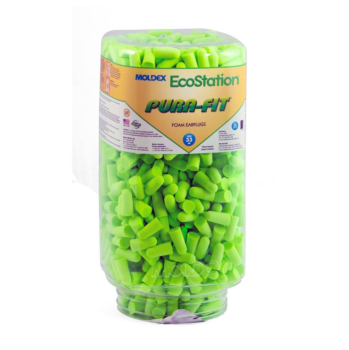 Moldex® EcoStation™ Tapered Foam/Polyurethane Uncorded Earplugs/Dispenser With Pura-Fit Refill (500 pair)