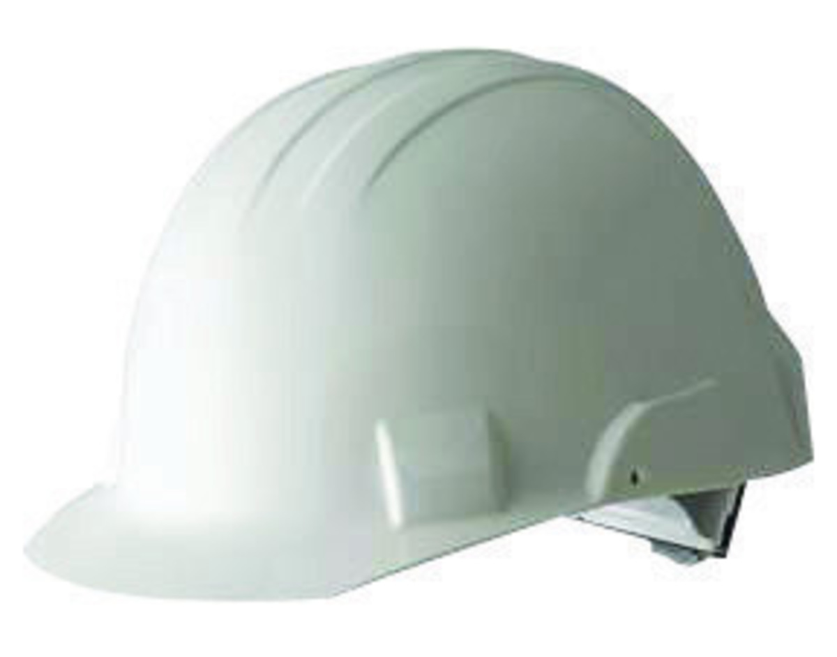 Bullard® White HDPE Cap Style Hard Hat With 4 Point Ratchet/Ratchet Suspension
