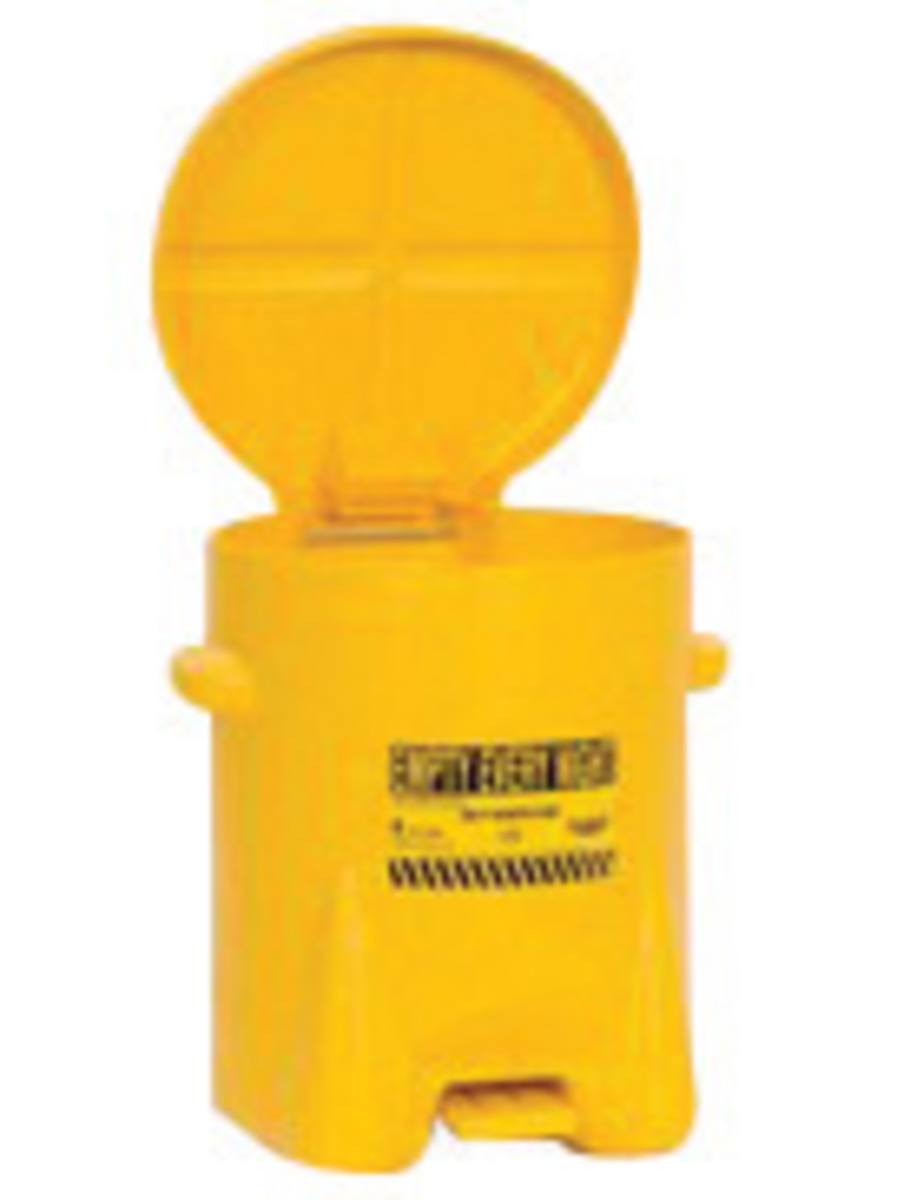 Eagle 6 Gallon Yellow HDPE Oily Waste Can With Self-Closing Lid