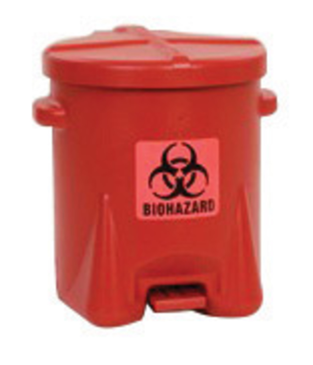 Eagle 10 Gallon Red HDPE Bio Hazardous Waste Can With Self-Closing Lid