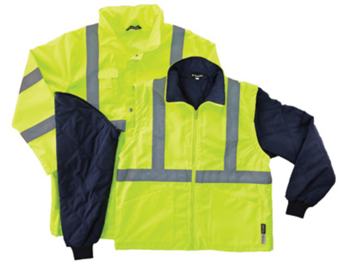 Ergodyne Large Hi-Viz Green GloWear® 8385 300D Oxford Polyester/Thinsulate™ Weatherproof 4-in-1 Thermal Jacket