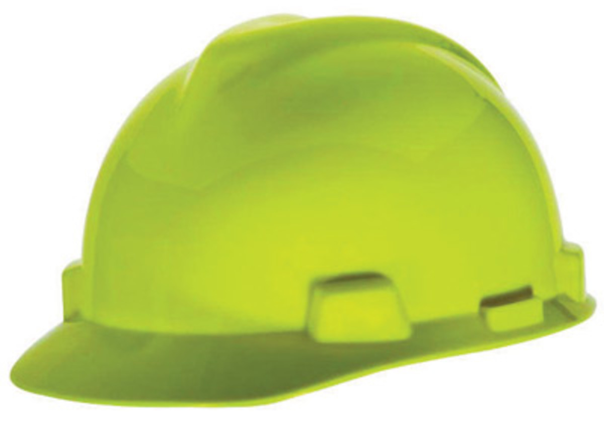 MSA Yellow Polyethylene Cap Style Hard Hat With Pinlock/4 Point Pinlock Suspension
