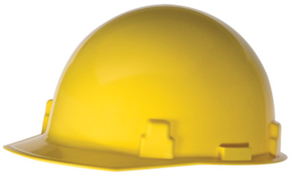 RADNOR® Yellow SmoothDome™ Polyethylene Cap Style Hard Hat With 1-Touch® Suspension