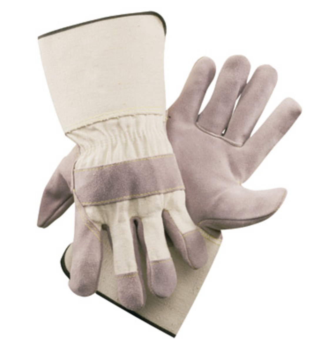 RADNOR® 2X Split Leather Palm Gloves With Canvas Duck Back And Gauntlet Cuff