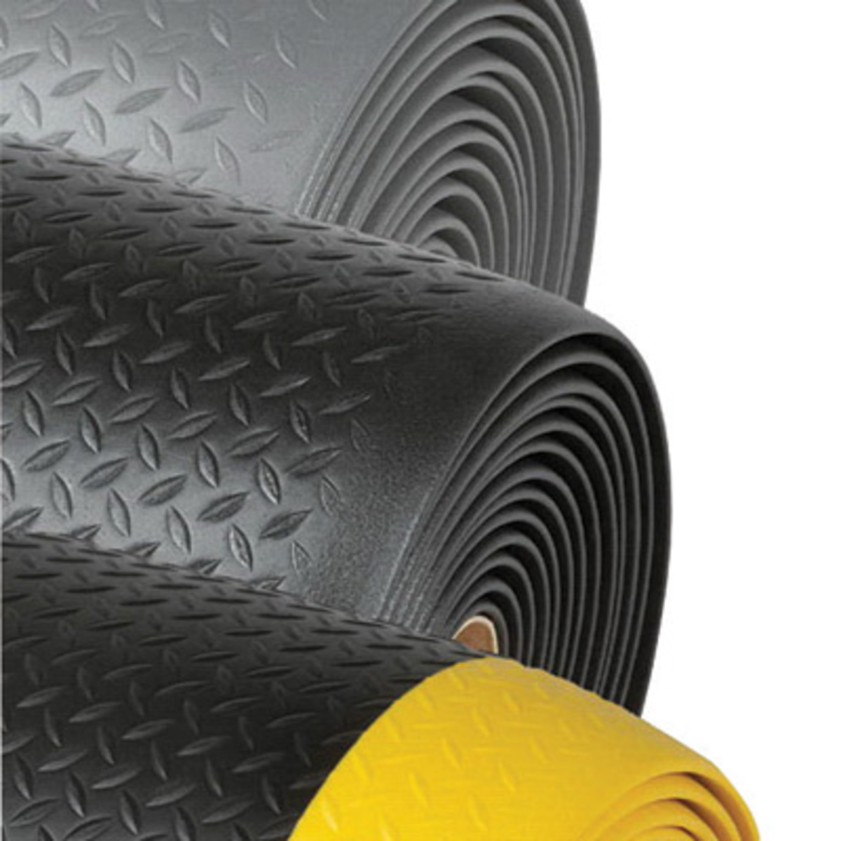 Superior Manufacturing 3' X 4' Black With Yellow Edge Dyna-Shield® PVC Sponge NoTrax® Diamond Sof-Tred™ Anti-Fatigue Floor Mat