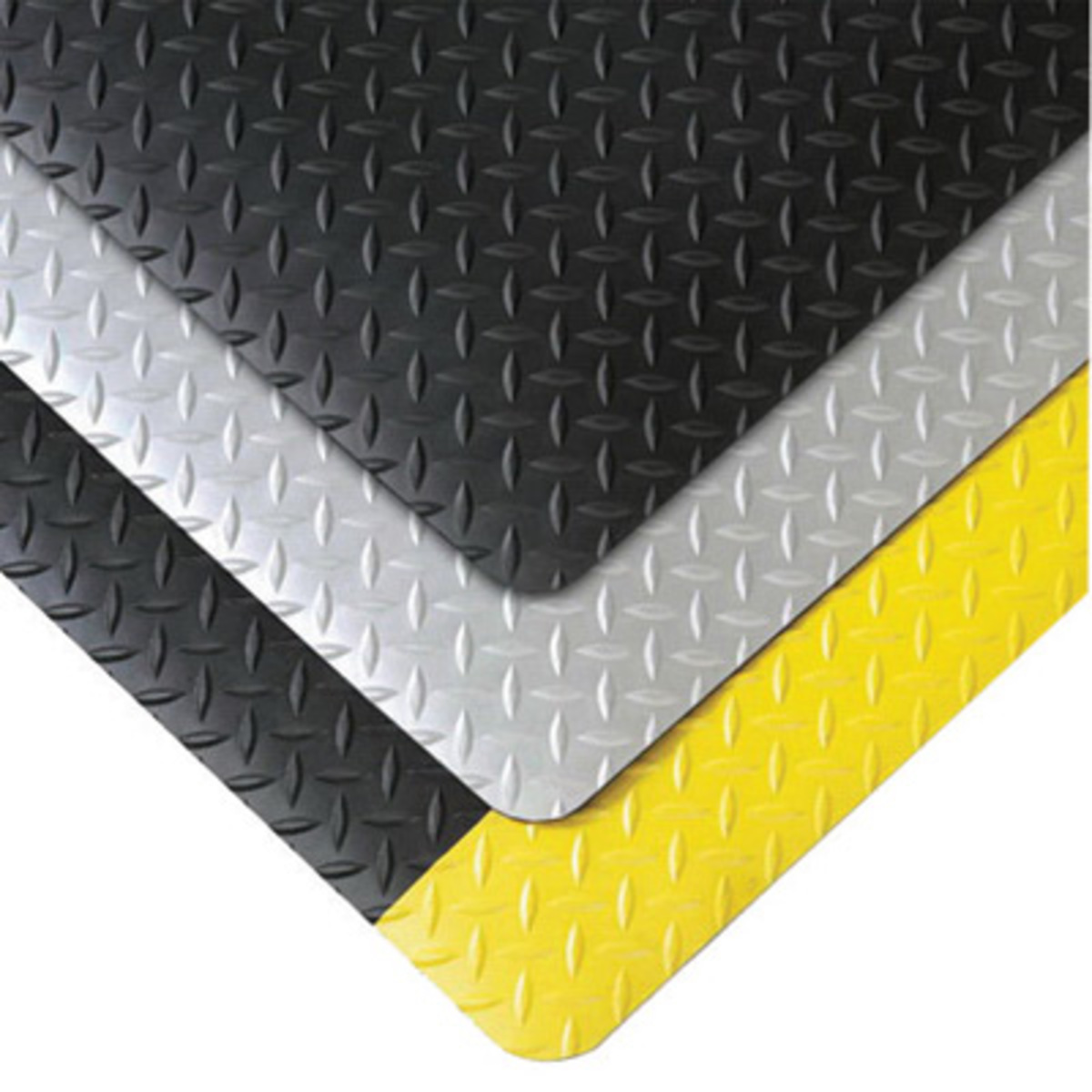 Superior Manufacturing 2' X 3' Black With Yellow Edge Vinyl NoTrax® Cushion Trax® Anti-Fatigue Floor Mat