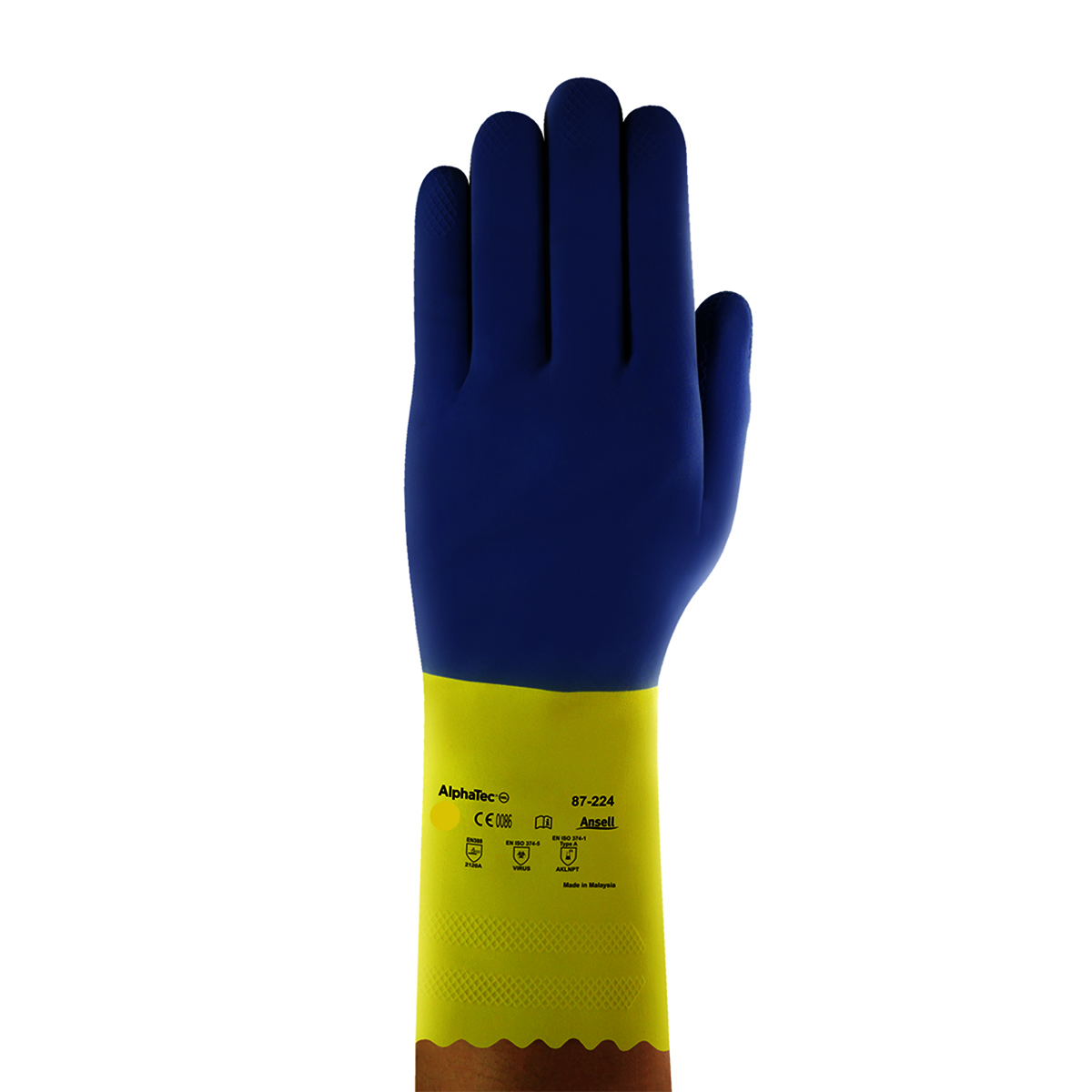 Ansell Blue And Yellow AlphaTec® Chemical Resistant G ANE87-224-7 for sale online at autumn supply