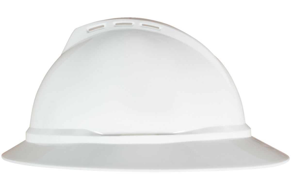 MSA White Polyethylene Full Brim Hard Hat With Ratchet/6 Point Ratchet Suspension