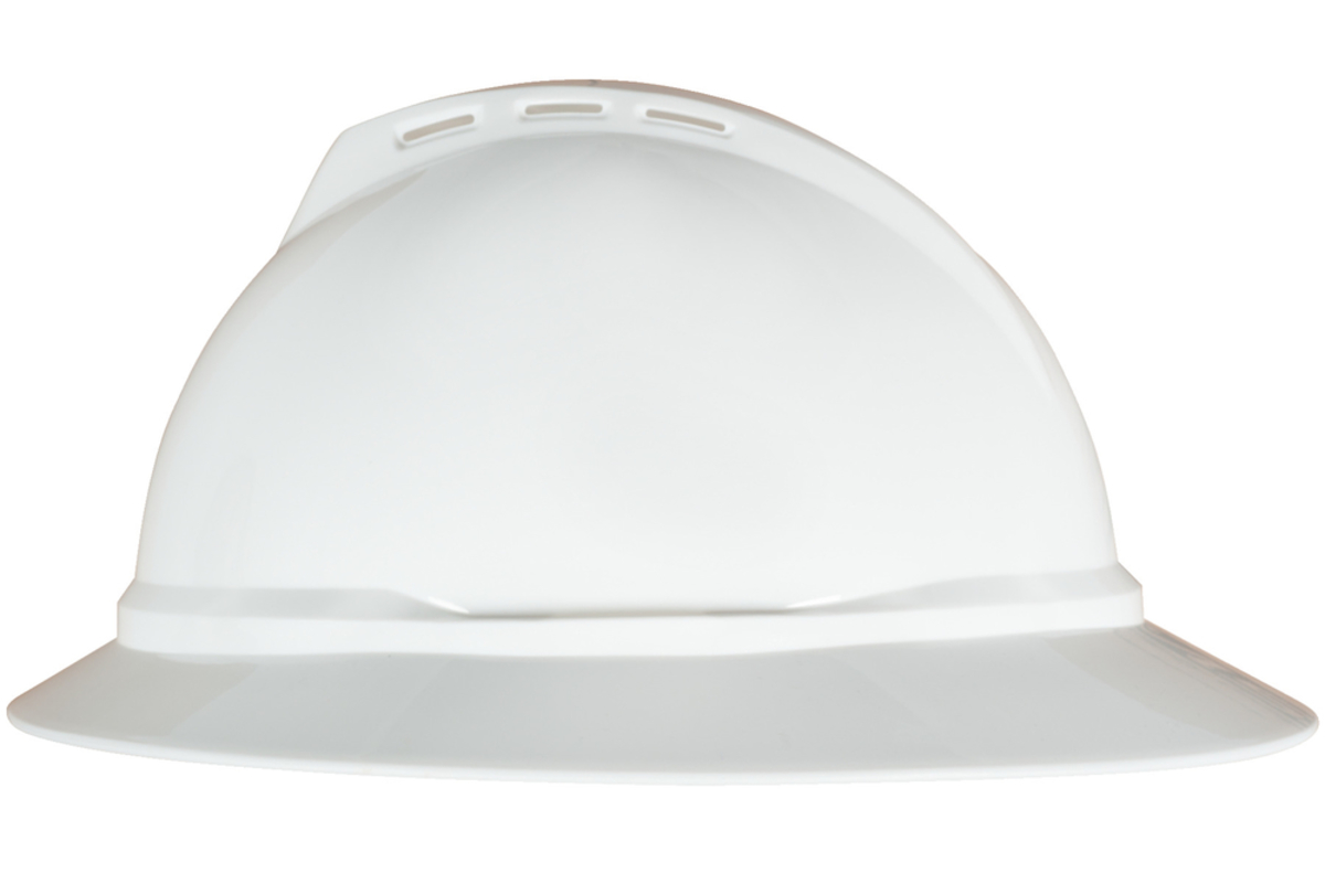 MSA White Polyethylene Full Brim Hard Hat With Ratche MSA10167950 for sale online at autumn supply