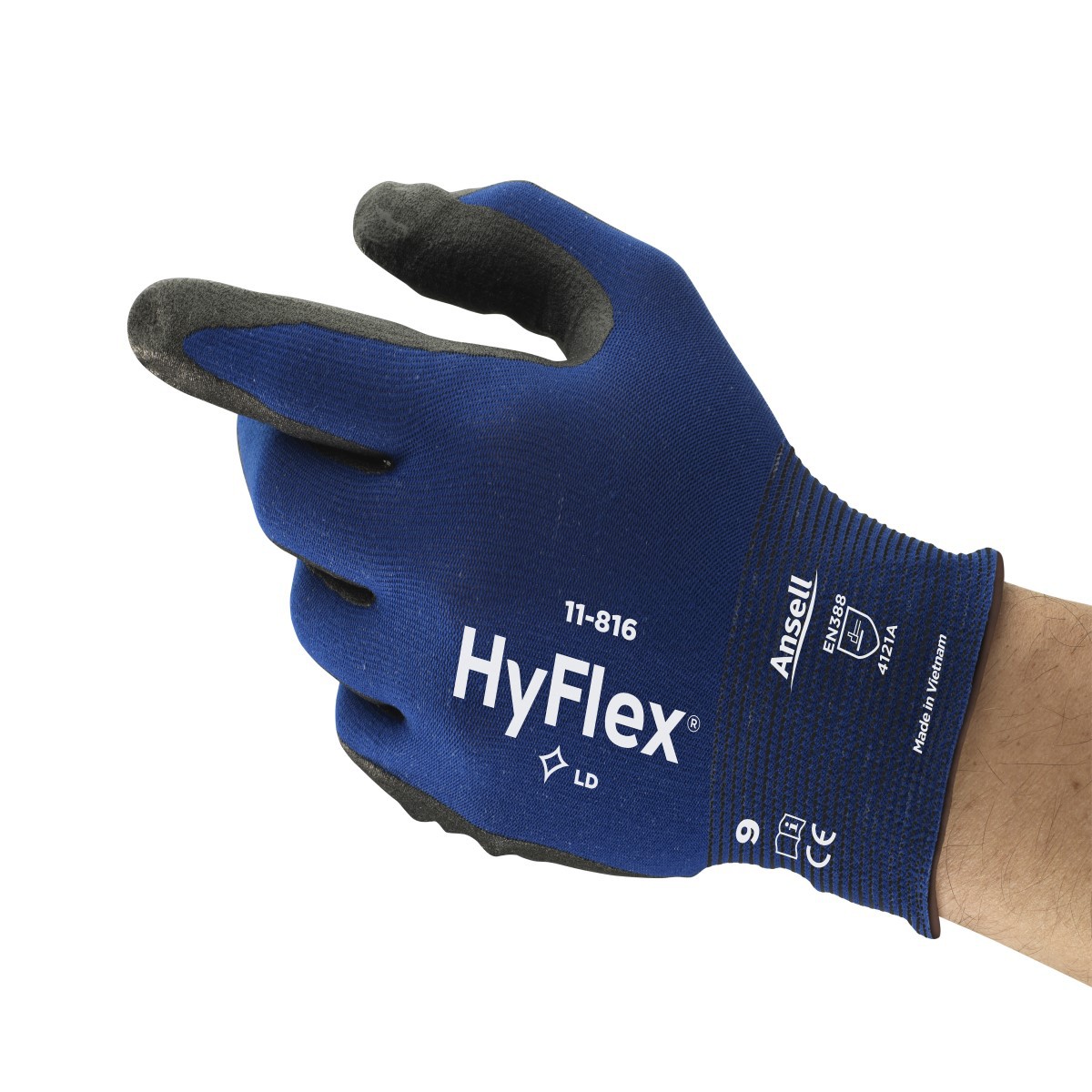 Ansell Size 10 HyFlex® Foam Nitrile Coated Work Gloves With Nylon And Spandex Liner And Knit Wrist