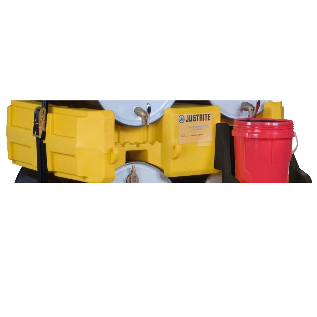 Justrite™ 66 Gallon Yellow Polyethylene Stack Module With Nylon Strapping (For EcoPolyBlend™ Drum Management System)