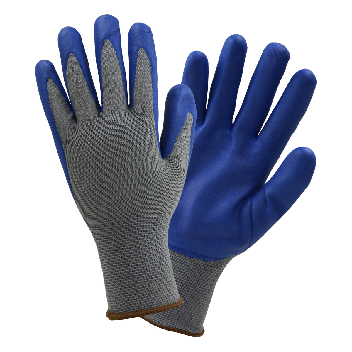 PIP® 13 Gauge Blue Nitrile Palm Finger And Knuckles Coated Work Gloves With Polyester Liner And Knit Wrist
