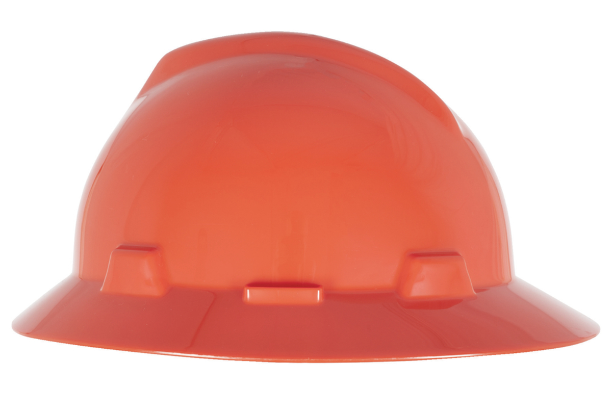 MSA Orange Polyethylene Full Brim Hard Hat With Pinlock/4 Point Pinlock Suspension