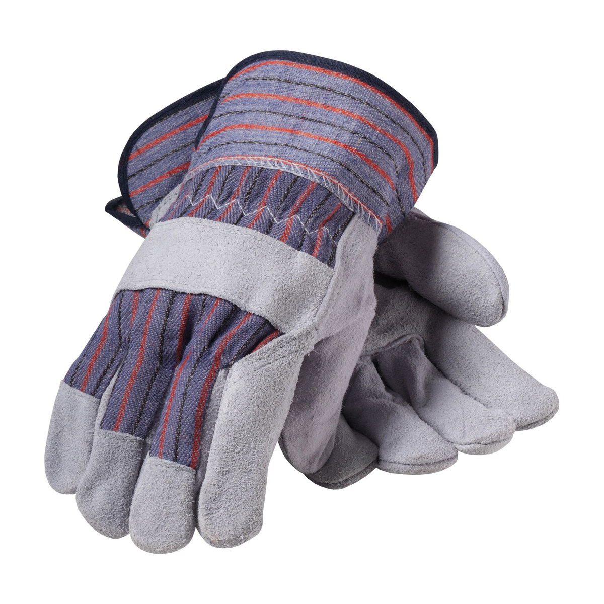 PIP® Men's Economy Grade Split Leather Palm Gloves With Canvas Back And Starched Safety Cuff