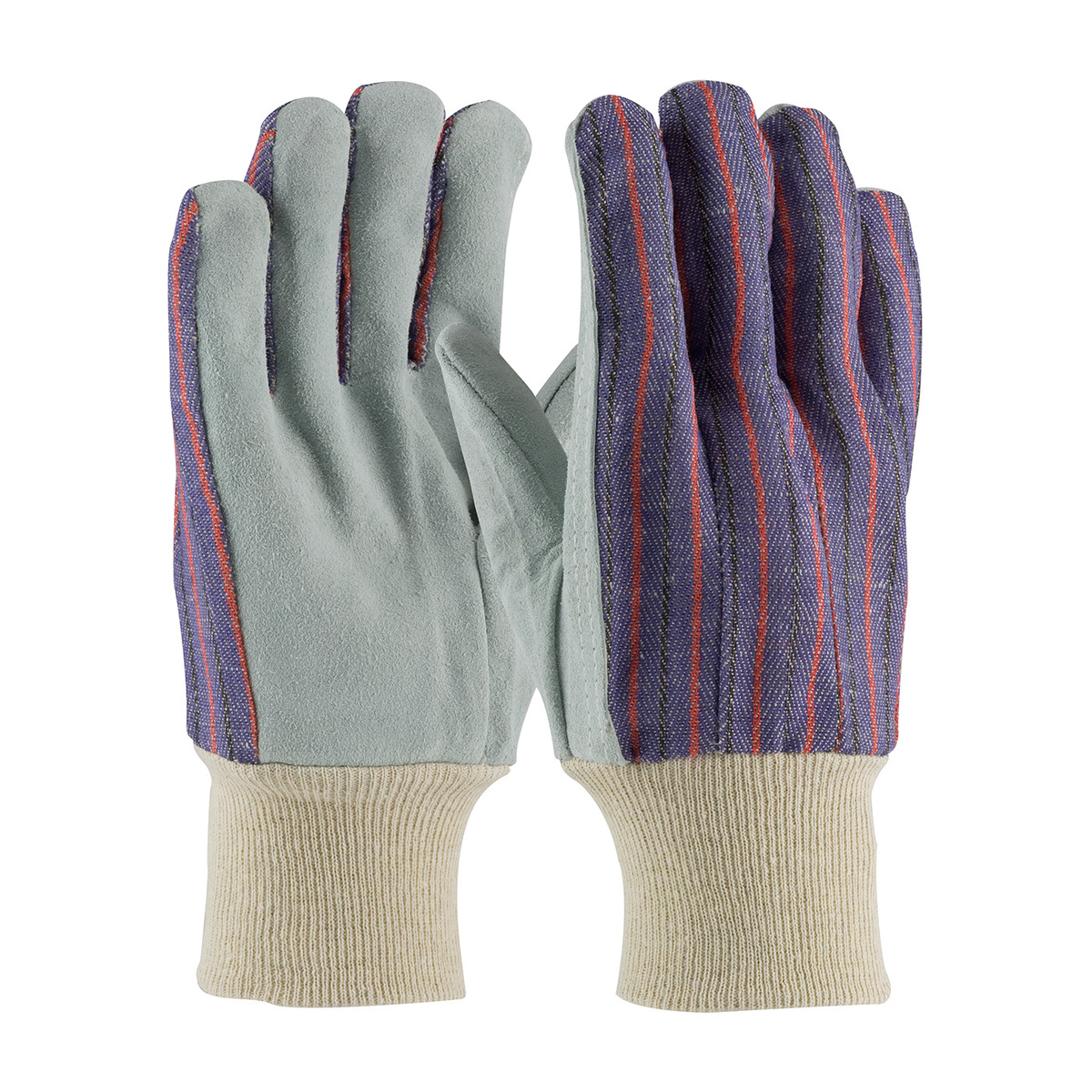PIP® Men's Economy Leather Palm Gloves With Canvas Back And Knit Wrist