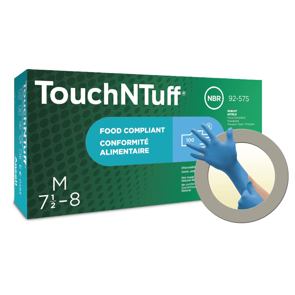 Ansell Medium Blue TouchNTuff® 5 mil Nitrile Disposable Gloves (Availability restrictions apply.)