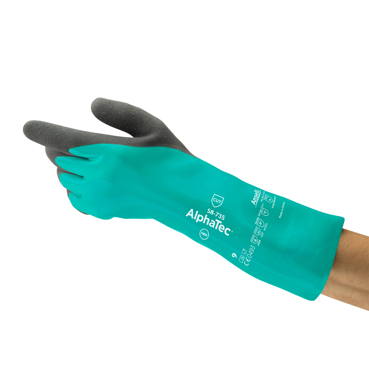Ansell Seafoam Green AlphaTec Nitrile Chemical Resist ANE58-735-11 for sale online at autumn supply