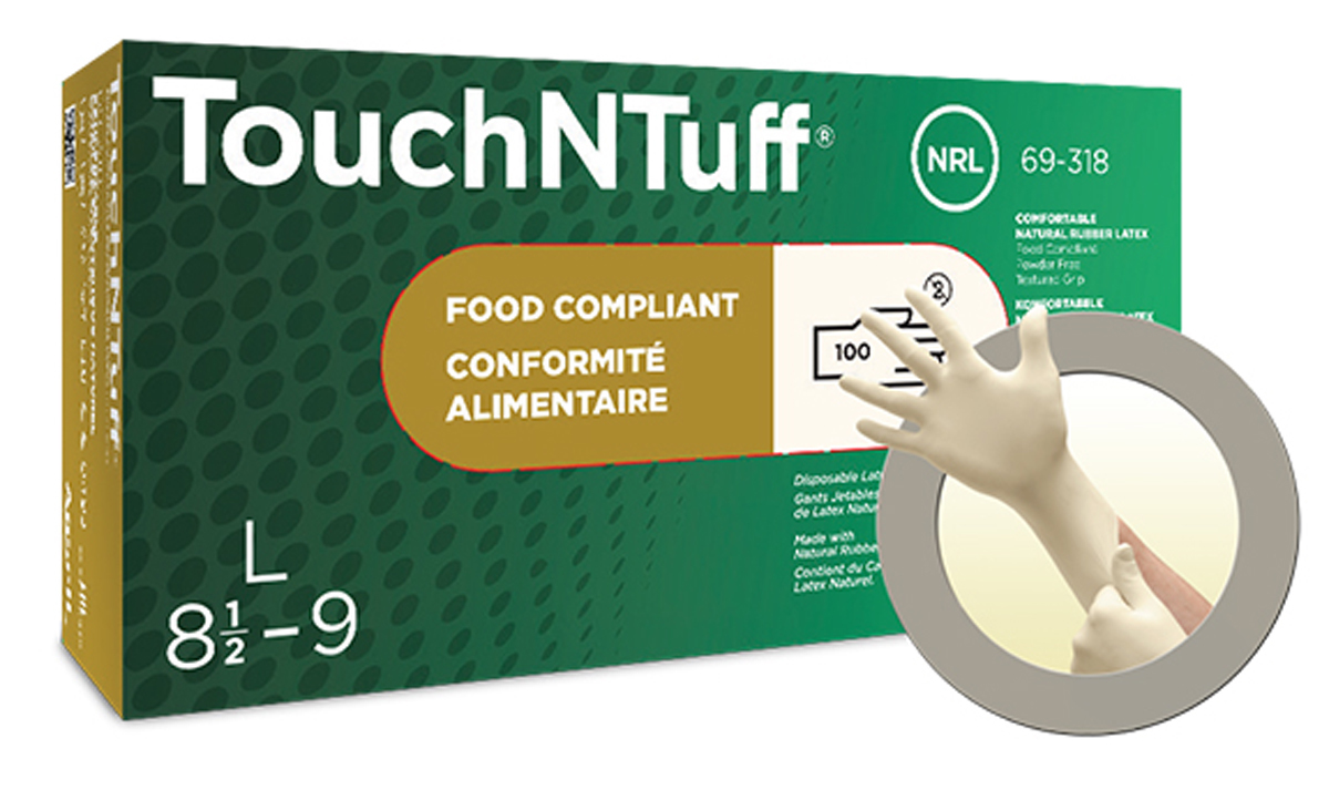 Ansell Large White TouchNTuff® 5 mil Latex Disposable Gloves (Availability restrictions apply.)
