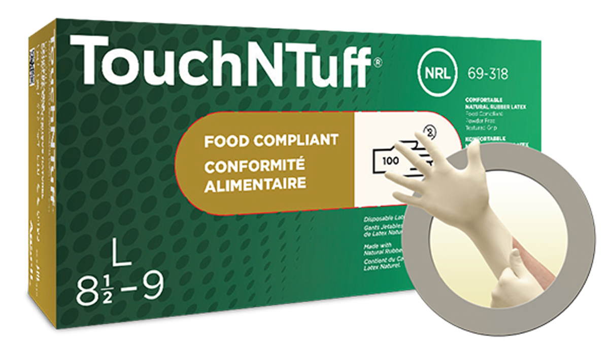 Ansell Medium White TouchNTuff® 5 mil Latex Disposable Gloves (Availability restrictions apply.)