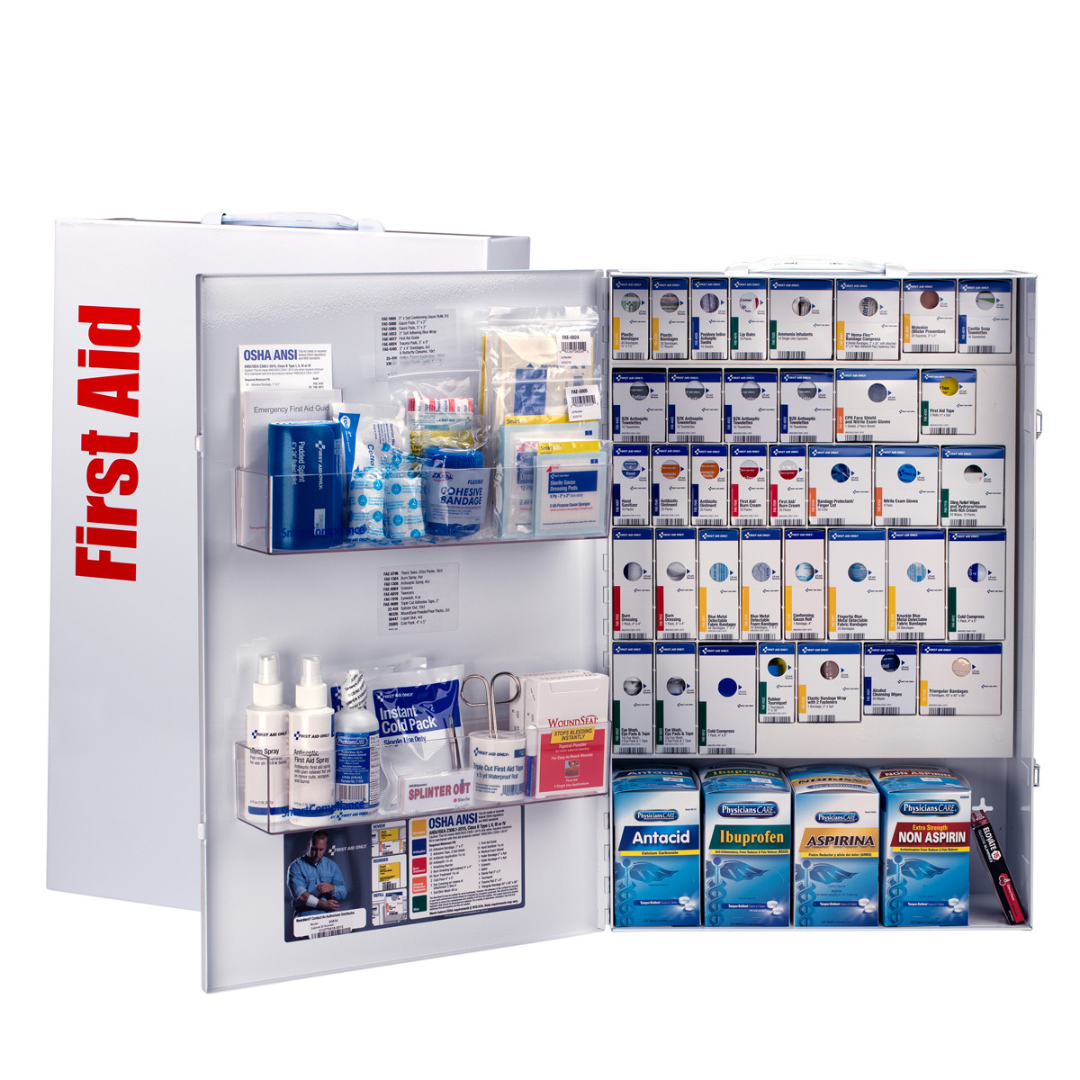 First Aid Only® White Metal Wall Mount 200 Person SmartCompliance® Food Service First Aid Cabinet With Medicinals First Aid Only® White Metal Wall Mount 200 Person SmartCompliance® Food Service First Aid Cabinet With Medicinals