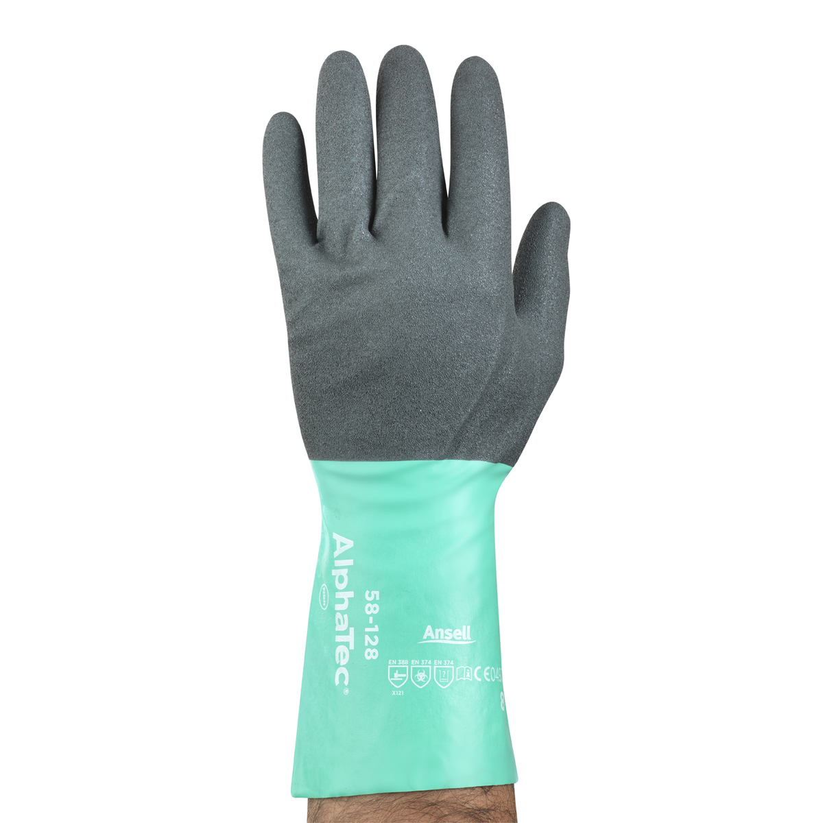 Ansell Size 11 Light Glass Green And Anthracite Gray AlphaTec® Nylon Lined Nitrile Chemical Resistant Gloves