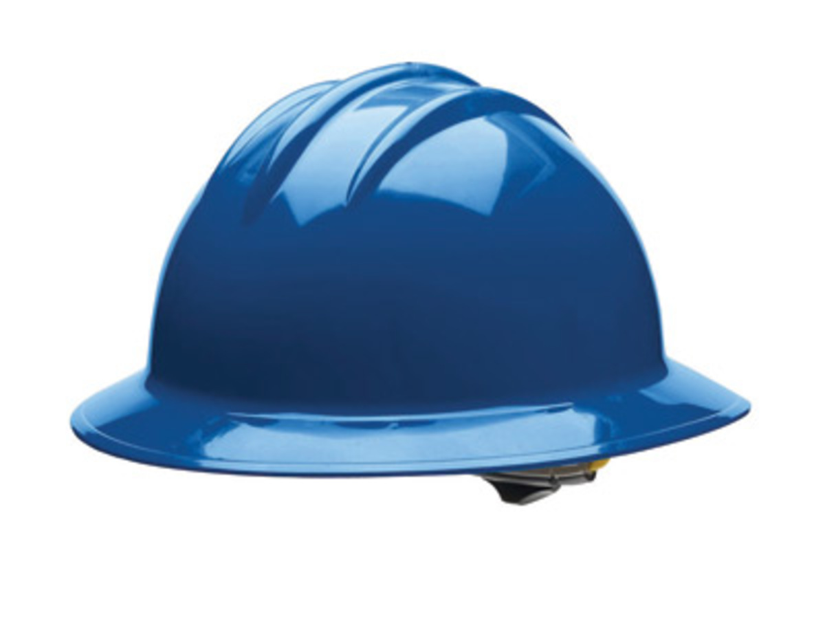 Bullard® Blue HDPE Full Brim Hard Hat With 6 Point Ratchet/Ratchet Suspension