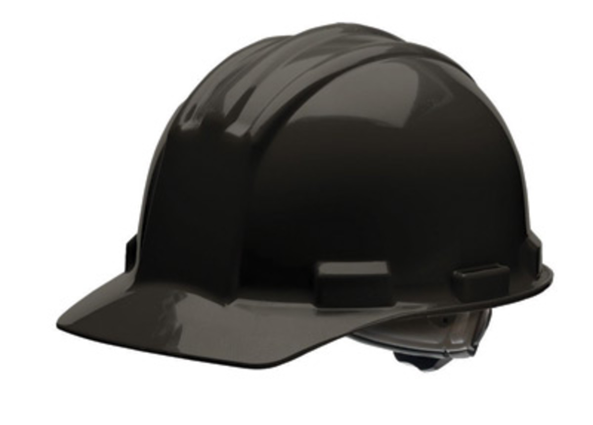 Bullard® Black HDPE Cap Style Hard Hat With Ratchet/4 Point Ratchet Suspension
