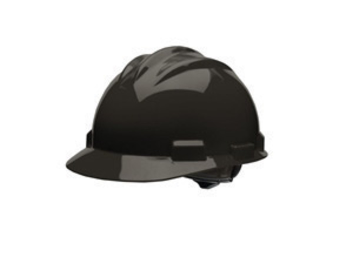 Bullard® Black HDPE Cap Style Hard Hat With Ratchet/4 Point Ratchet Suspension
