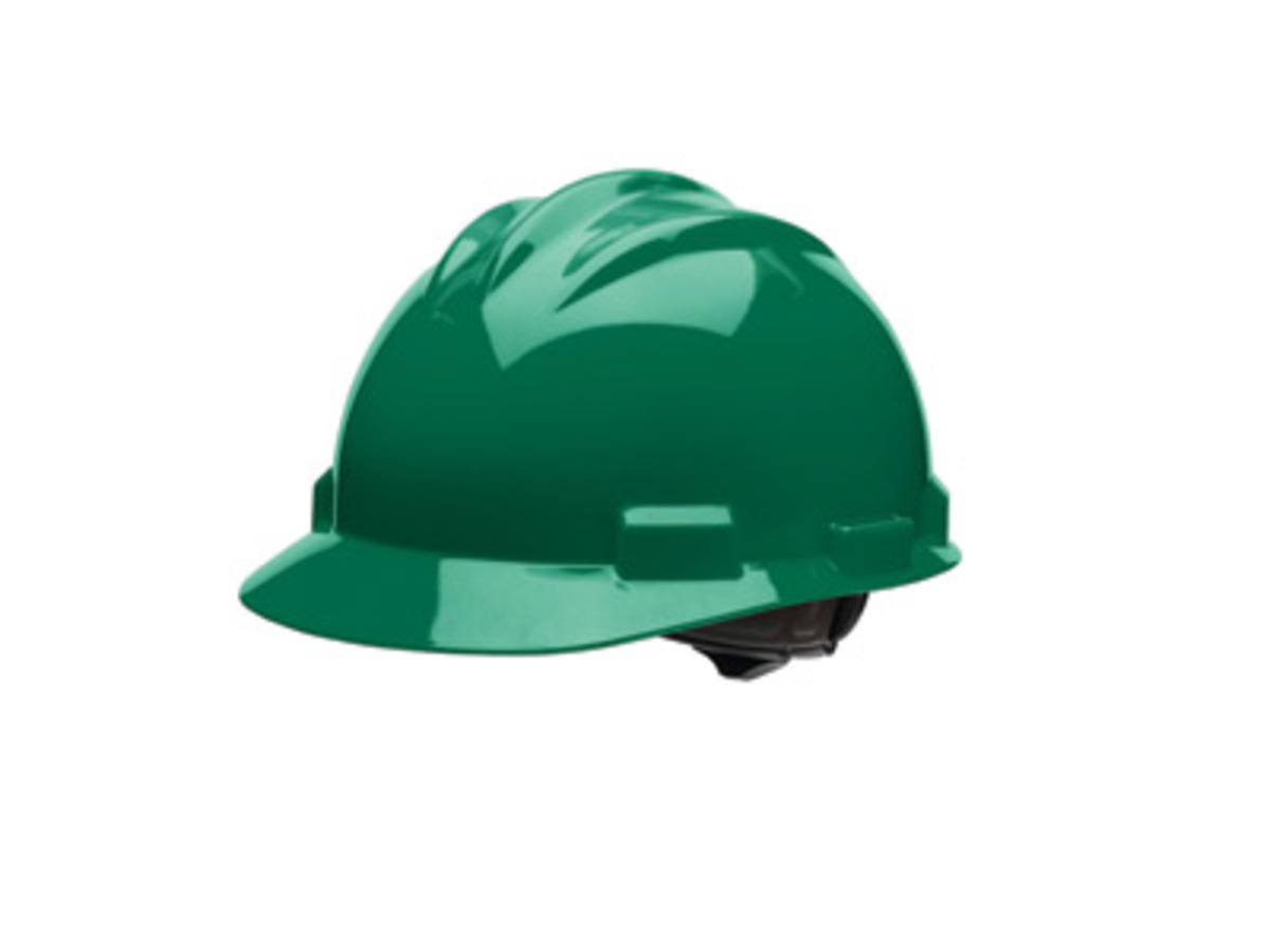 Bullard® Green HDPE Cap Style Hard Hat With Ratchet/4 Point Ratchet Suspension