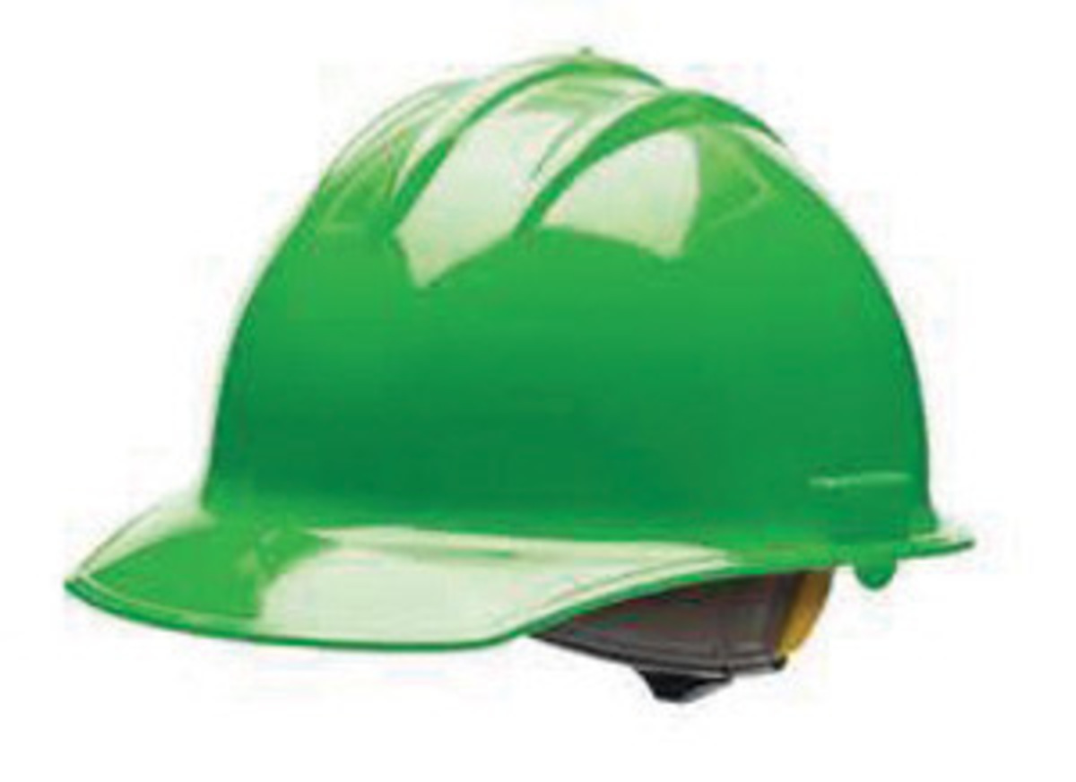 Bullard® Hi-Viz Green HDPE Cap Style Hard Hat With Ratchet/4 Point Ratchet Suspension