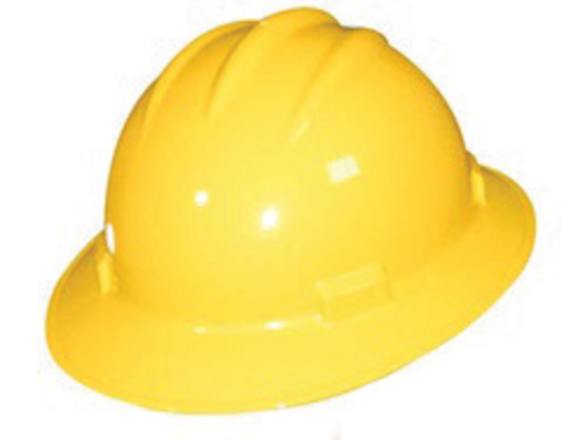 Bullard® Yellow HDPE Full Brim Hard Hat With Ratchet/4 Point Ratchet Suspension